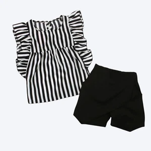 Toddler Girls Black White Skort Set Summer - Picture 1 of 4