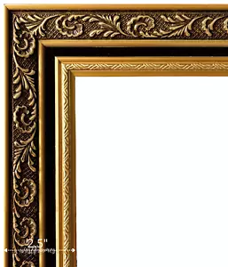 West Frames Elsie Antique Gold Ornate Black Velveteen Picture Frame 2.5" Wide - Picture 1 of 7