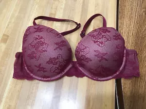 NWOT Victoria's Secret Sz 34C Wine Red Lace Biofit Push Up Bra Full Coverage - Picture 1 of 5