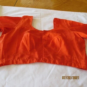 ORANGE Choli SILK Blend TOP BLOUSE for SARI Skirt Pants LAHENGA 36" BUST Medium - Picture 1 of 3