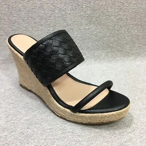 Wild Diva Shoes Women's Size 9 Black Espadrille Wedge Platform Slide Sandals - Picture 1 of 11