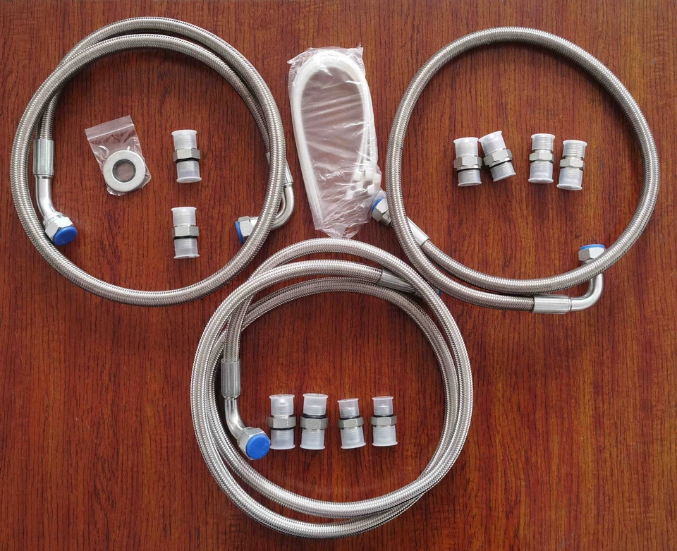 2001-05 Silverado 2500HD/3500 6.6L Transmission Cooler Lines Kit SS Braided - Image 1 of 1