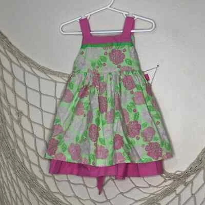 POLLY & FRIENDS Vestido Solero Floral Rosa y Verde con Ribete de Cinta 12 Meses Foto 1 de 4