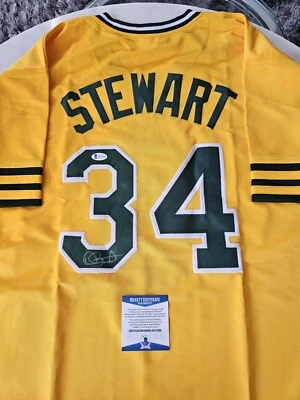 Camiseta Dave Stewart autografiada/firmada Beckett certificado de autenticidad Oakland A's Athletics Foto 1 de 4