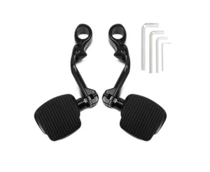 Footpeg w/ Brackets 1-1/4" Black Pedal For Harley Softail Sportster Dyna Touring - Picture 1 of 10