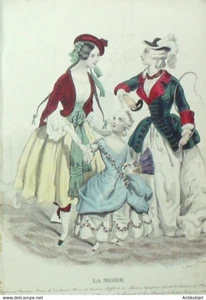 Gravure La mode 1846 n°3 Robes de carnaval et fêtes (travestissement) - Picture 1 of 1