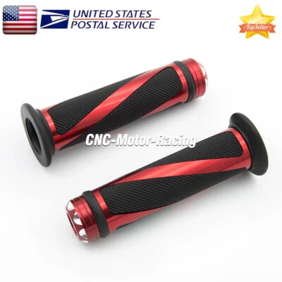 Par CNC de empuñaduras de acelerador de torsión para pulgar de manillar rojo 22 mm 24 mm Foto 1 de 4
