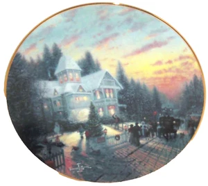 Thomas Kinkade Coleccionista Plato Mágico Navidad Casa Luces Bradford Exchange - Imagen 1 de 2