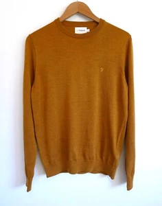 FARAH Mullen Merino Wool Crewneck Sweater Jumper Gold Made in Italy YOOX S $120 - Picture 1 of 10