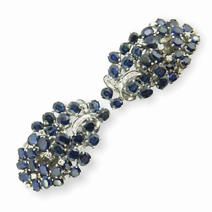 .A Pair of 18ct Gold Australian Sapphire & Diamond Clip On Earrings Val $10800