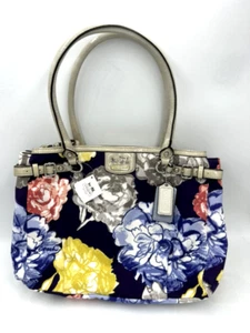 NWT Coach Madison Kara Blue Floral Shoulder Bag Caryall Purse With Dustbag - Picture 1 of 11