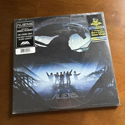 JAMES HORNER Aliens soundtrack BLUE & YELLOW HAZE VINYL 2LP NEW LIMITED TO 500 - Image 1 of 4