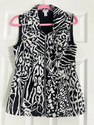 Chaleco Zenergy by Chico's Talla 1/M Estampado de Cebra Cremallera Atletismo Sin Mangas Foto 1 de 4