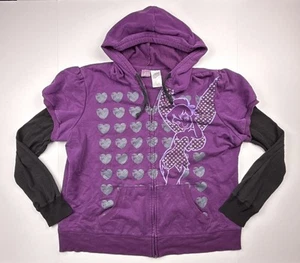 Disney Tinkerbell Purple Hoodie Junior Teen Size 3X (23/25) Thermal Sleeves - Picture 1 of 5
