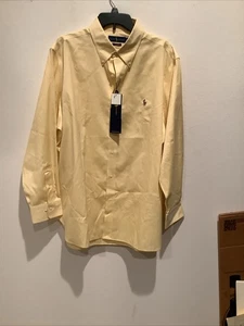 Ralph Lauren Men's 17 1/2 34/35 Yellow L/S Pony Button Up easy care Shirt NWT - Picture 1 of 2