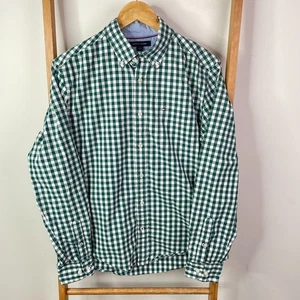 Tommy Hilfiger Button Down Shirt Mens Medium Green Checkered Long Sleeve Casual - Bild 1 von 11
