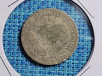 🇫🇷 France 2 francs  1871 K   KM-817.2  Silver 0.835  Coin  071225-11 - Image 1 of 2