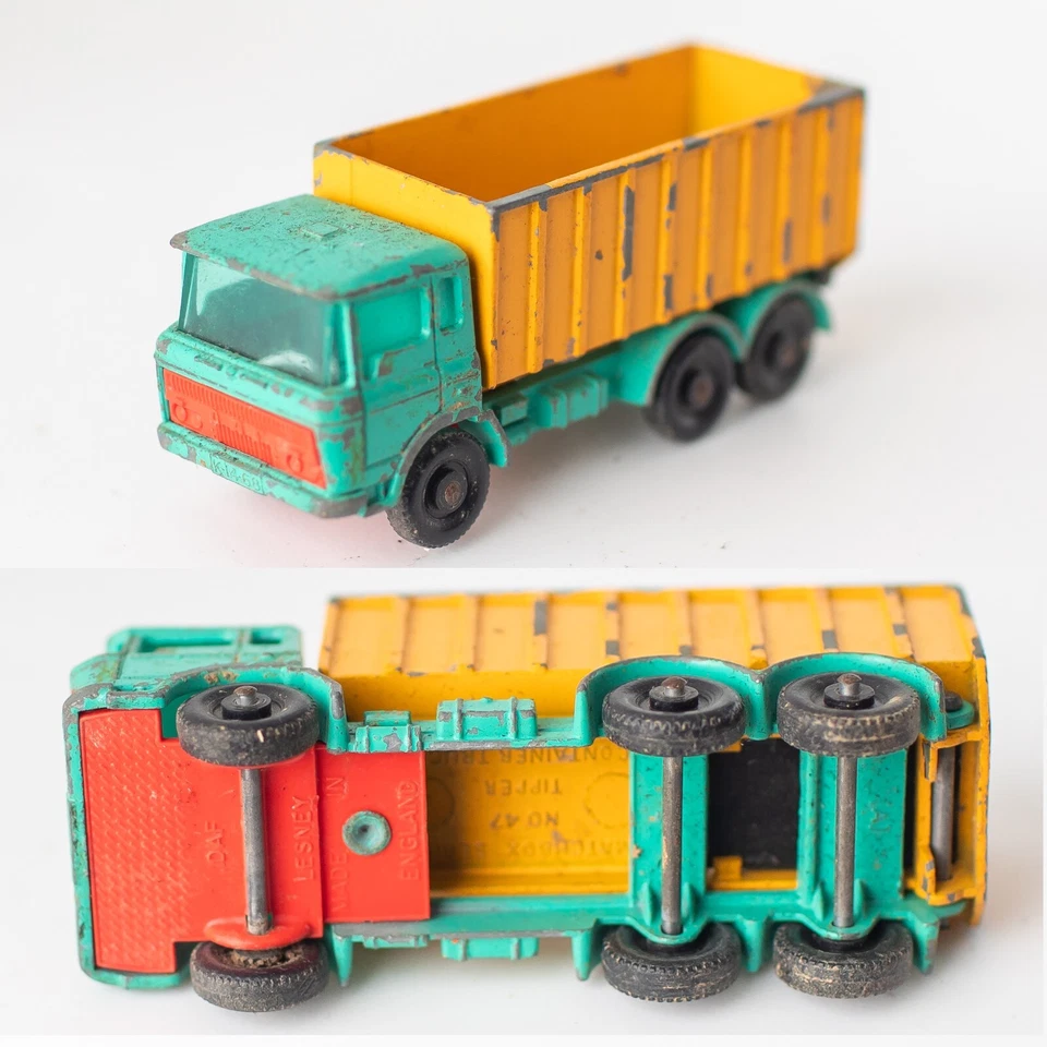 Vintage Matchbox Lesney No. 47 DAF Tipper Container Truck Turquoise Yellow - Image 1 of 1