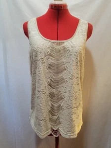 NEW Adiva Lace Satin Ivory Sleeveless Blouse. Size Large - Picture 1 of 9