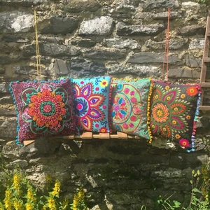 Embroidered Cushion Covers – Gypsy Boho Hippie Ethnic Nomads Wales - Picture 1 of 13