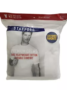 Stafford 4-Pack Men's Heavyweight 100% Cotton Crew Neck White T-shirts XXL - Picture 1 of 2