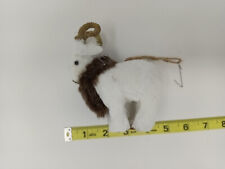 White Goat Winter Woodland Animal Ornament Sisal Bristle Brush Paper Mache