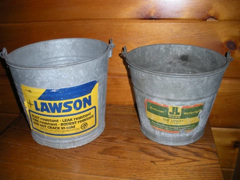 Vintage Galvanized GARDEN Cans / Lawson / Jones & Laughlin / Watering Buckets Cover