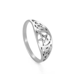 Irish Knot Celtic Star Pentagram Silver Ring Sz 8 - Picture 1 of 3