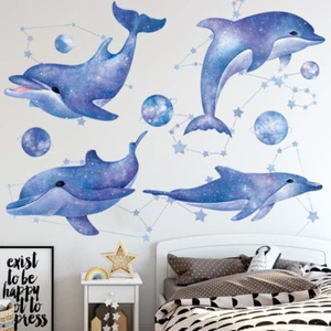 Hágalo usted mismo Blue Dolphin Universe Galaxy Star PVC Vinilo Viverso Calcomanía de Pared Pegatina - Imagen 1 de 8