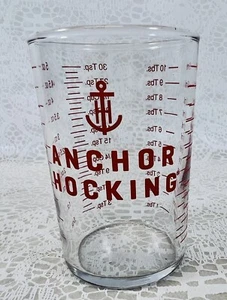 Taza medidora de vidrio transparente vintage Anchor Hocking 5 oz roja TBS*TSP*ML*OZ - Imagen 1 de 4