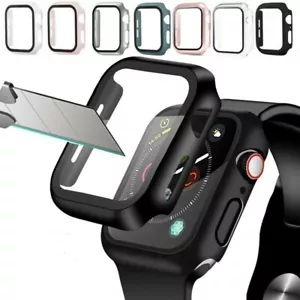 Per Apple Watch Serie Custodia Full Cover Vetro Protezione Schermo 1/2/3/4/5/6/SE UK - Foto 1 di 21