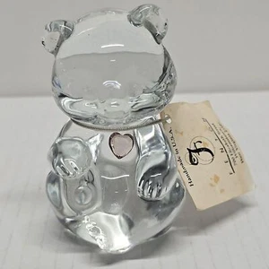 Fenton June Piedra Natal Oso Vidrio Transparente Estatuilla Rosa Alejandrita Corazón NUEVO - Imagen 1 de 9