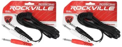 2 Rockville RCDSTR10B 10' 1/4" TRS to Dual Mono 1/4" TS Y-Cable 100% Copper - Изображение 1 из 2