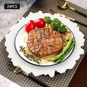 24-Piece Set Plastic Plates Texture Tableware Decoration For Wedding Party - Picture 1 of 15