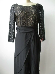 S.L.FASHIONS BLACK SEQUIN EMBELLISHED 3/4 SLEEVE DRESS SIZE 8 - NEW - Picture 1 of 8