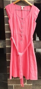 laura ashley Size 8 Pink Pure Linen Flowy Special Occasion party garden Dress - Picture 1 of 12