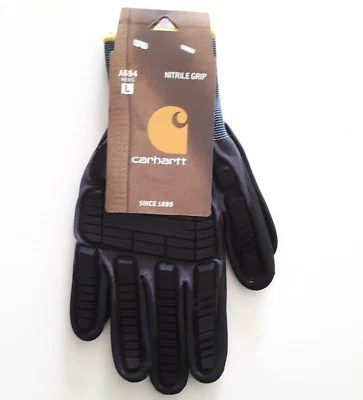 Guantes de agarre de nitrilo híbridos de impacto Carhartt para hombre talla L A694 gris negro Foto 1 de 4
