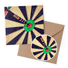 1 x Grußkarte & 10 cm Aufkleber Set - Dart Board Bullseye Sport Darts #14156