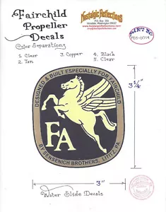 Fairchild Aircraft Propeller Decals Water Slide Type by Sensenich Black Copper - Bild 1 von 3