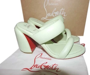 Christian Louboutin Sandals Inflama Sab 85 Leather Slides Shoes Sz 38 Heels - Picture 1 of 8