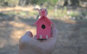 Handmade pink pig ornamnet, Flying Pig, Piglet, Piggy decoration, Hanging Pig - Picture 1 of 5