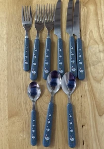 Libbey Country Goose blau Besteck 9-teiliges Set Edelstahl Taiwan Löffel Gabel Messer - Bild 1 von 7