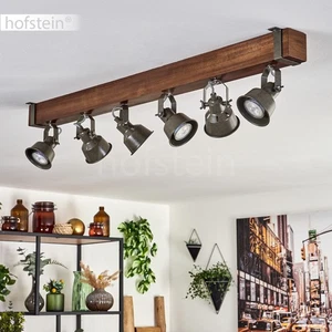 HOFSTEIN Villanuova moderne Deckenlampe aus Metall/Holz Schwarz/Braun/Grün-Grau - Bild 1 von 10