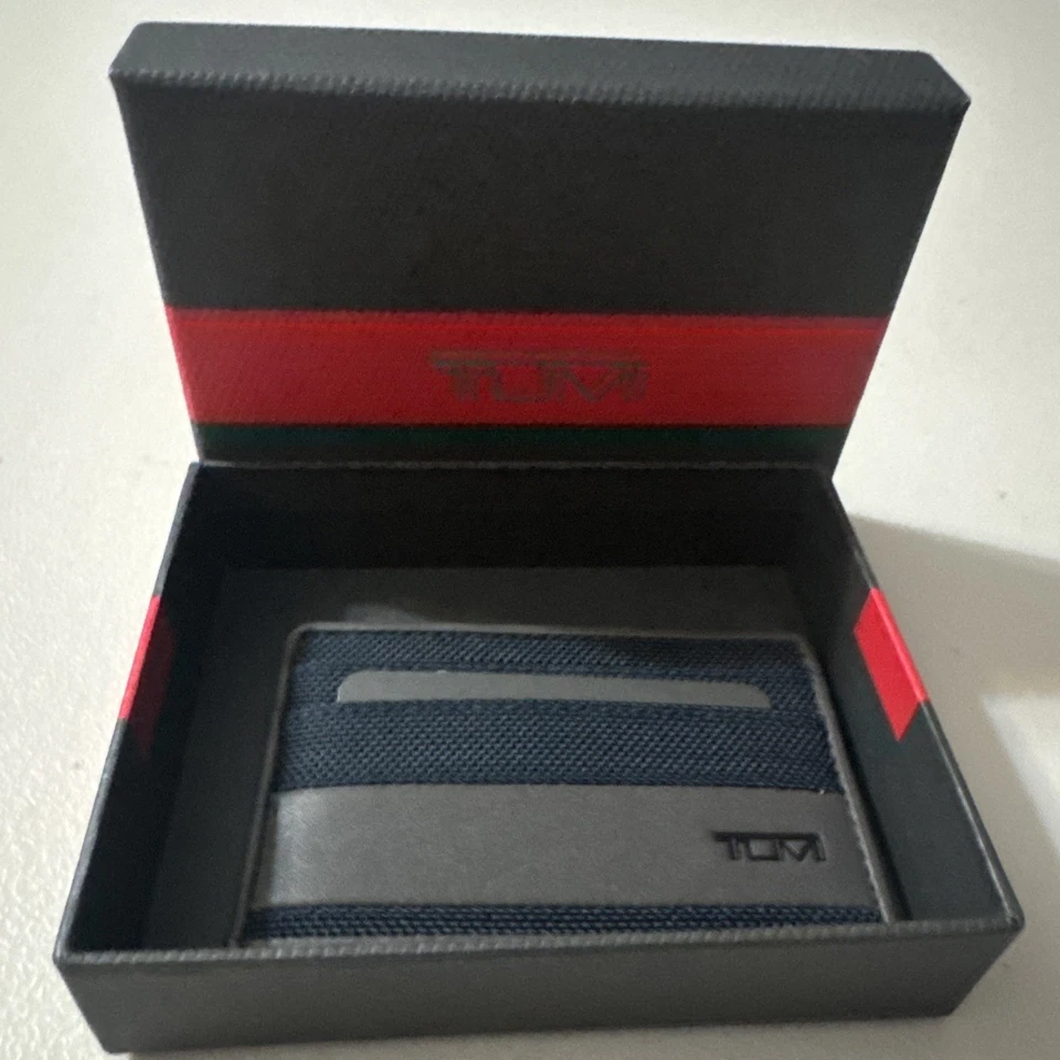 NEW Tumi Alpha SLG Slim Card Case Navy Grey 2 Card Slots Slip Pocket Nylon Gift - Image 1 of 4