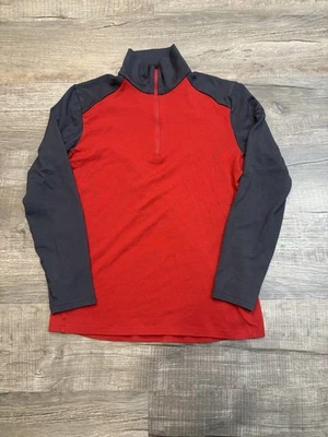 Icebreaker Merino Bodyfit 260 Hombre’s MD 1/4 Cremallera Rojo Azul Colorblock B42 Foto 1 de 4