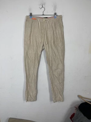 Scotch & Soda Mens Pants 31x28 Beige Linen Blend Drawstring Jogger Island Time  - Image 1 of 4