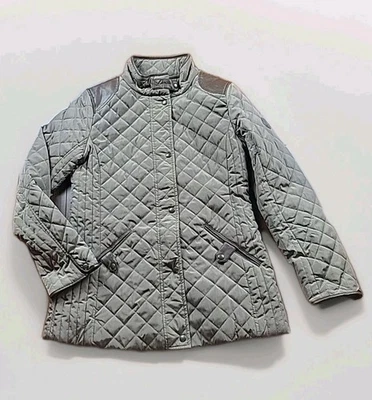 Chaqueta de Granero Acolchada Lauren Ralph Lauren Para Mujer Talla S Marrón Con Borde de Cuero Foto 1 de 4