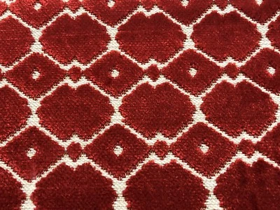 Stroheim Geometric Cut Velvet Upholstery Fabric- Balleroy / Ruby 0.85 yd 8266704 - Image 1 of 4
