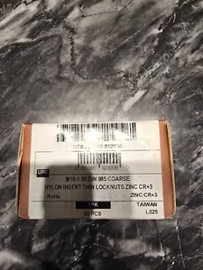 M10-1.50 Nylon Insert Lock Nuts, Steel Zinc RoHS CR+3 - DIN 985 - Picture 1 of 5