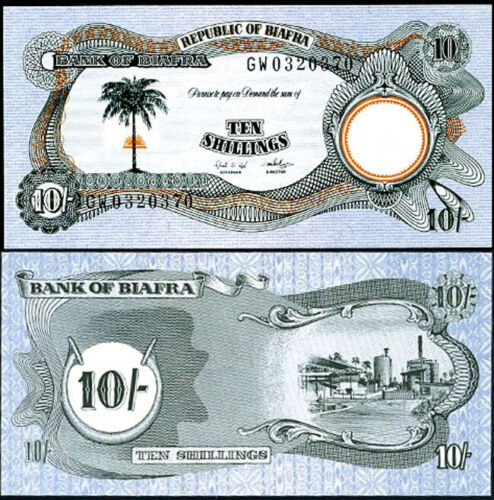 Biafra 10 Shillings ND 1968-1969 P 4 UNC